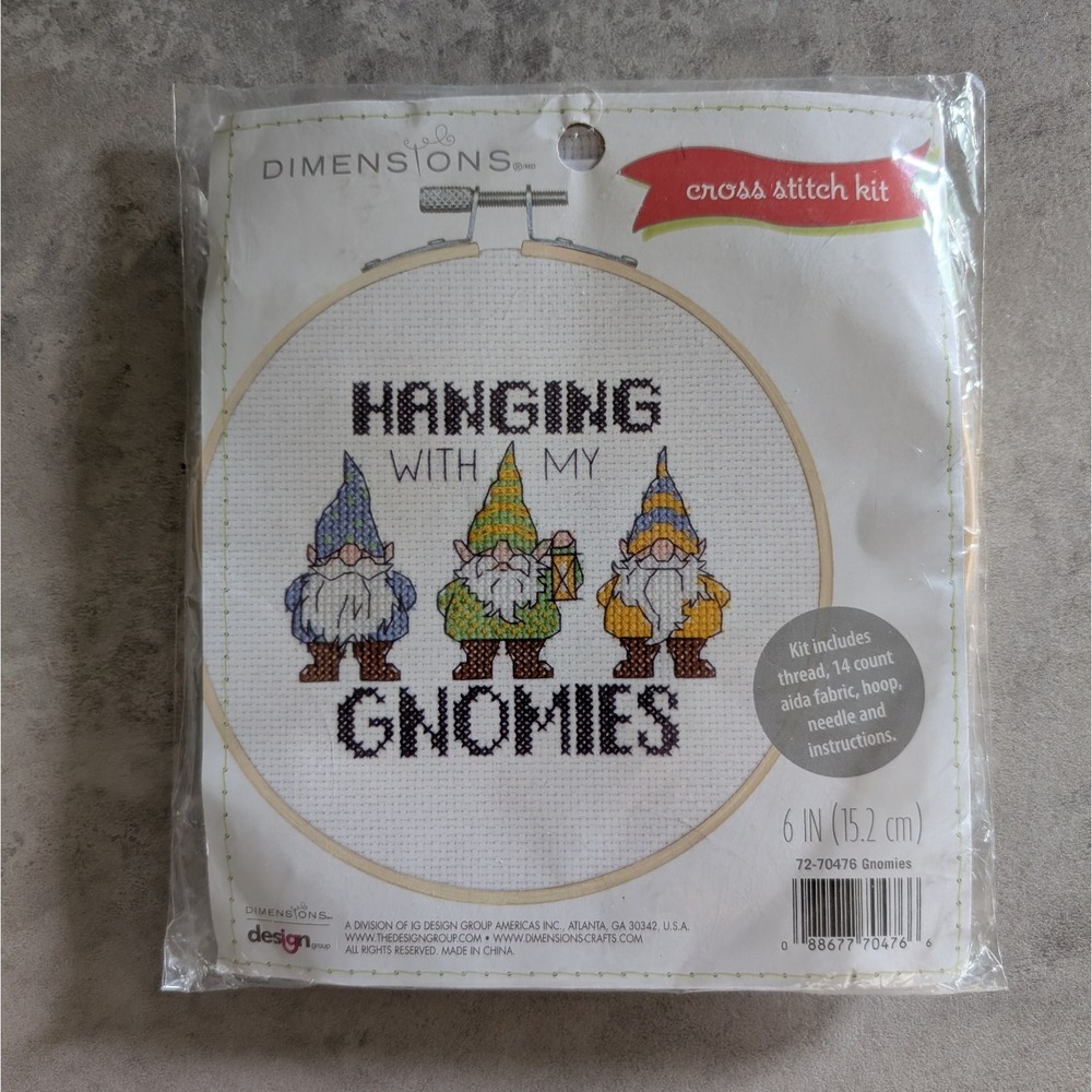 Dimensions Counted Cross Stitch Kit - Hanging With My Gnomies 6" Cottagecore